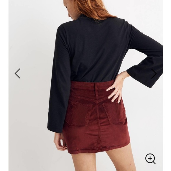 Madewell NWT velveteen stretch straight zip mini - Picture 3 of 7